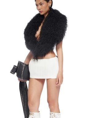 Fanci Club Wolf Shoulder Cape Black Shrug Fur